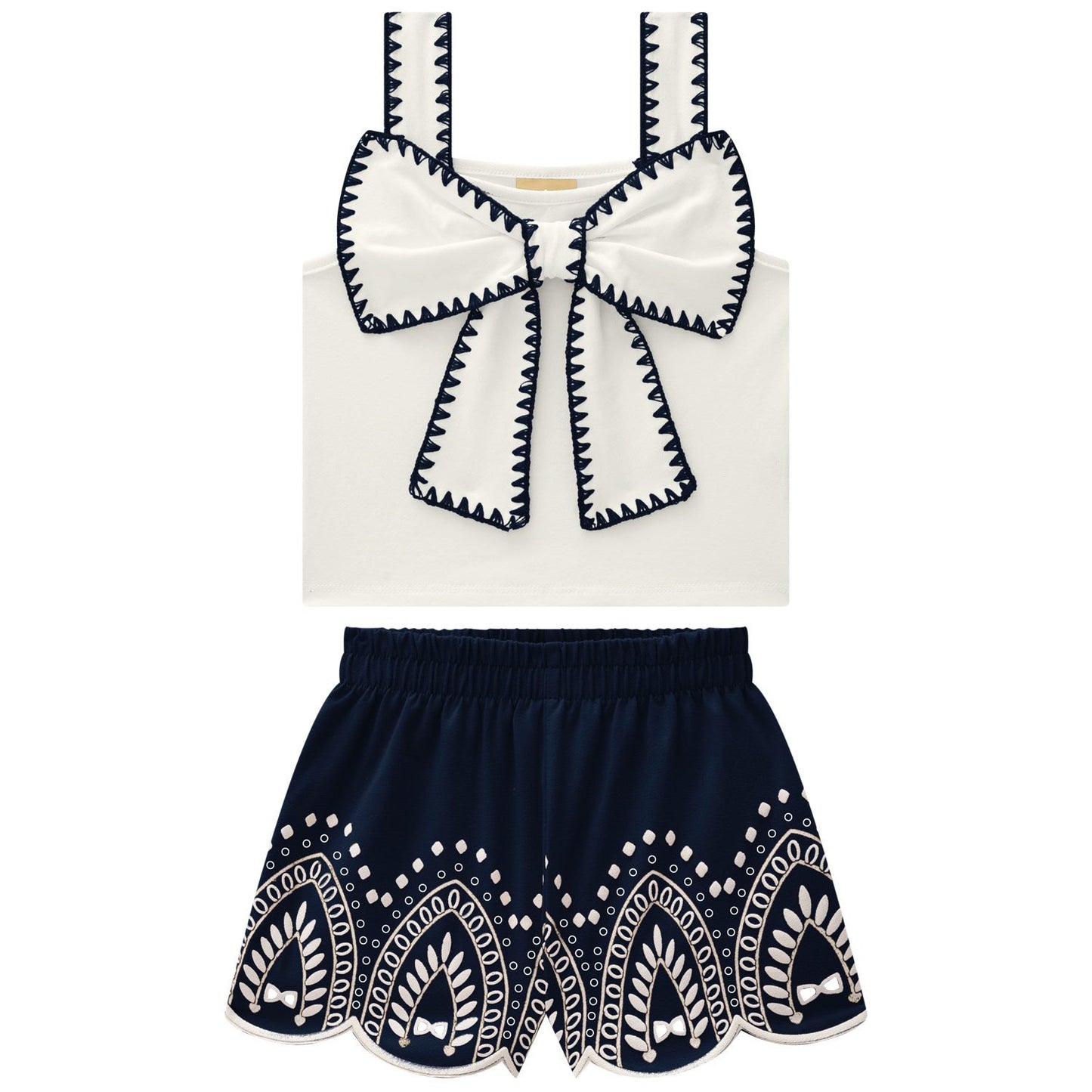 Conjunto polo big lazo con falda azul - Igorperu