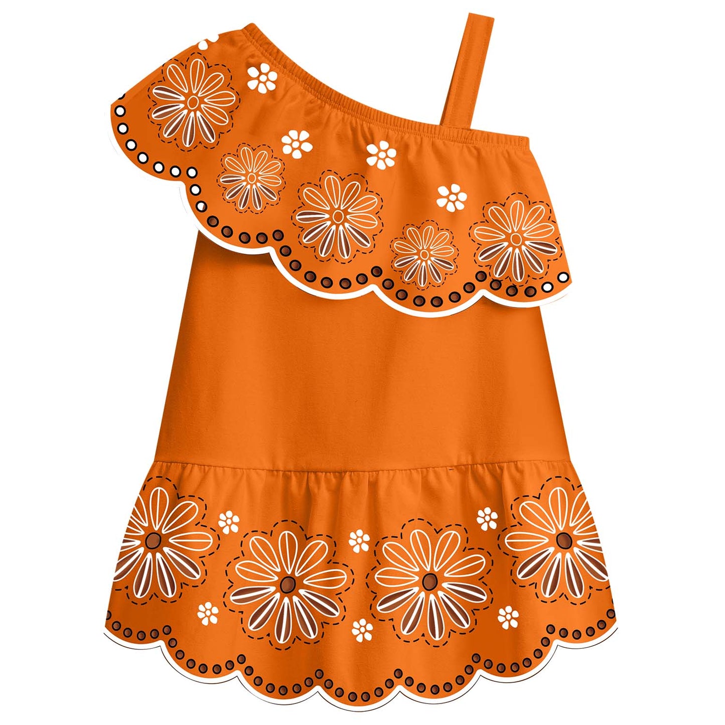 Vestido algodón un hombro naranja - Igorperu