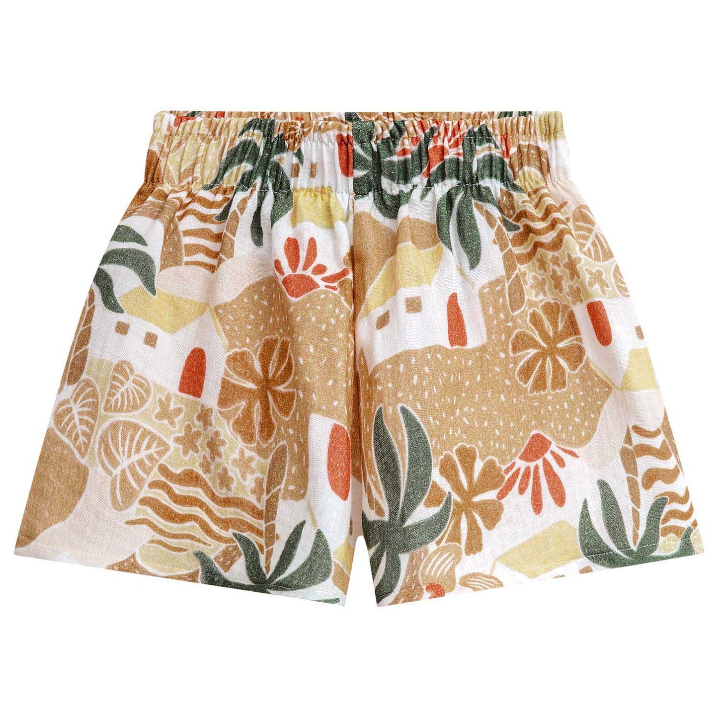 Conjunto polo con volado en cuello palmeras y short - Igorperu