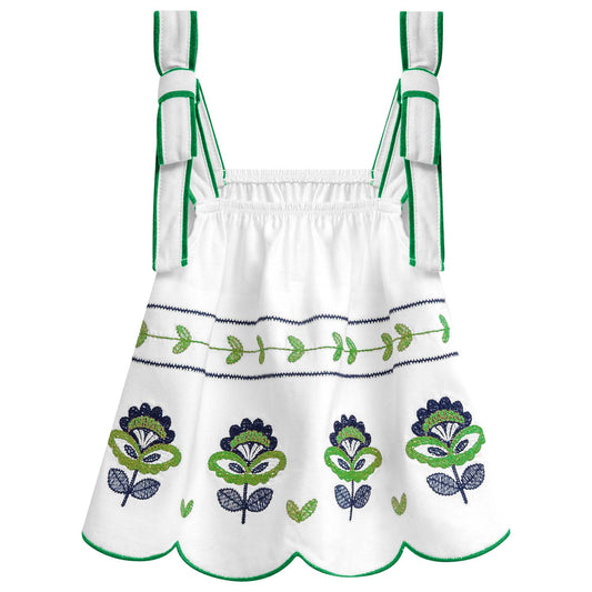 Conjunto falda blanca larga hindi y blusa doble tira - Igorperu