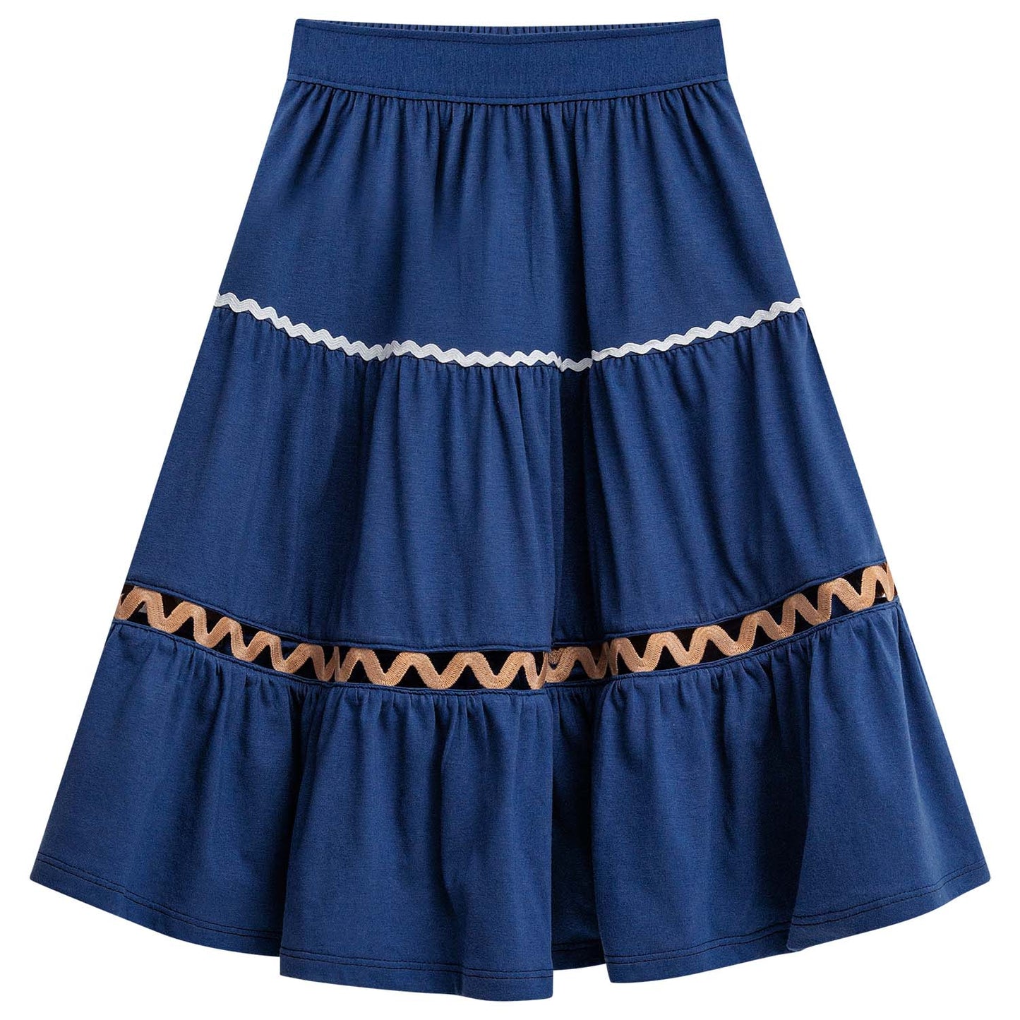 Conjunto falda azúl larga hindi y blusa doble tira - Igorperu