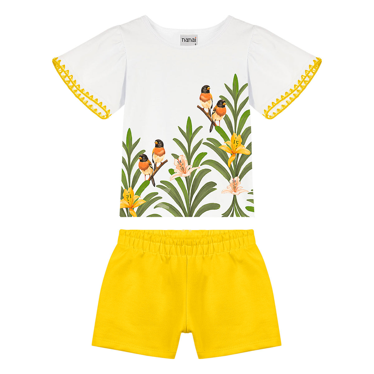 Conjunto polo pajaritos short amarillo - Igorperu