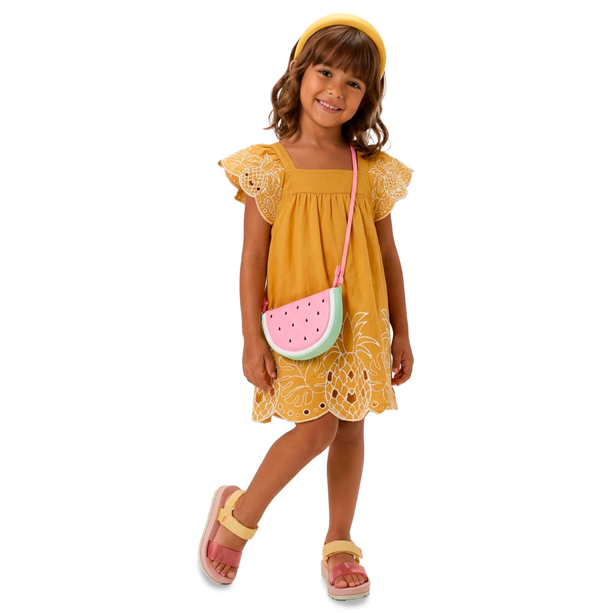 Vestido amarillo hojas laser - Igorperu