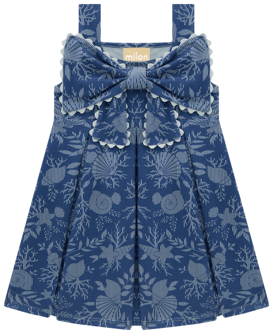 Vestido lazo azul  en algodon