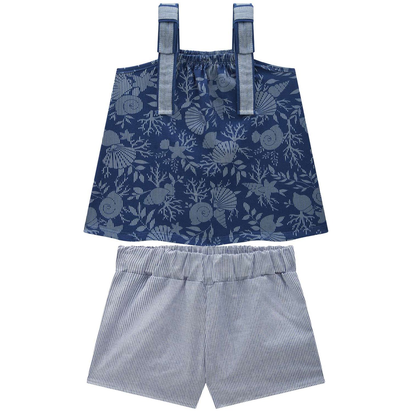 Conjunto blusa y short azul floral - Igorperu