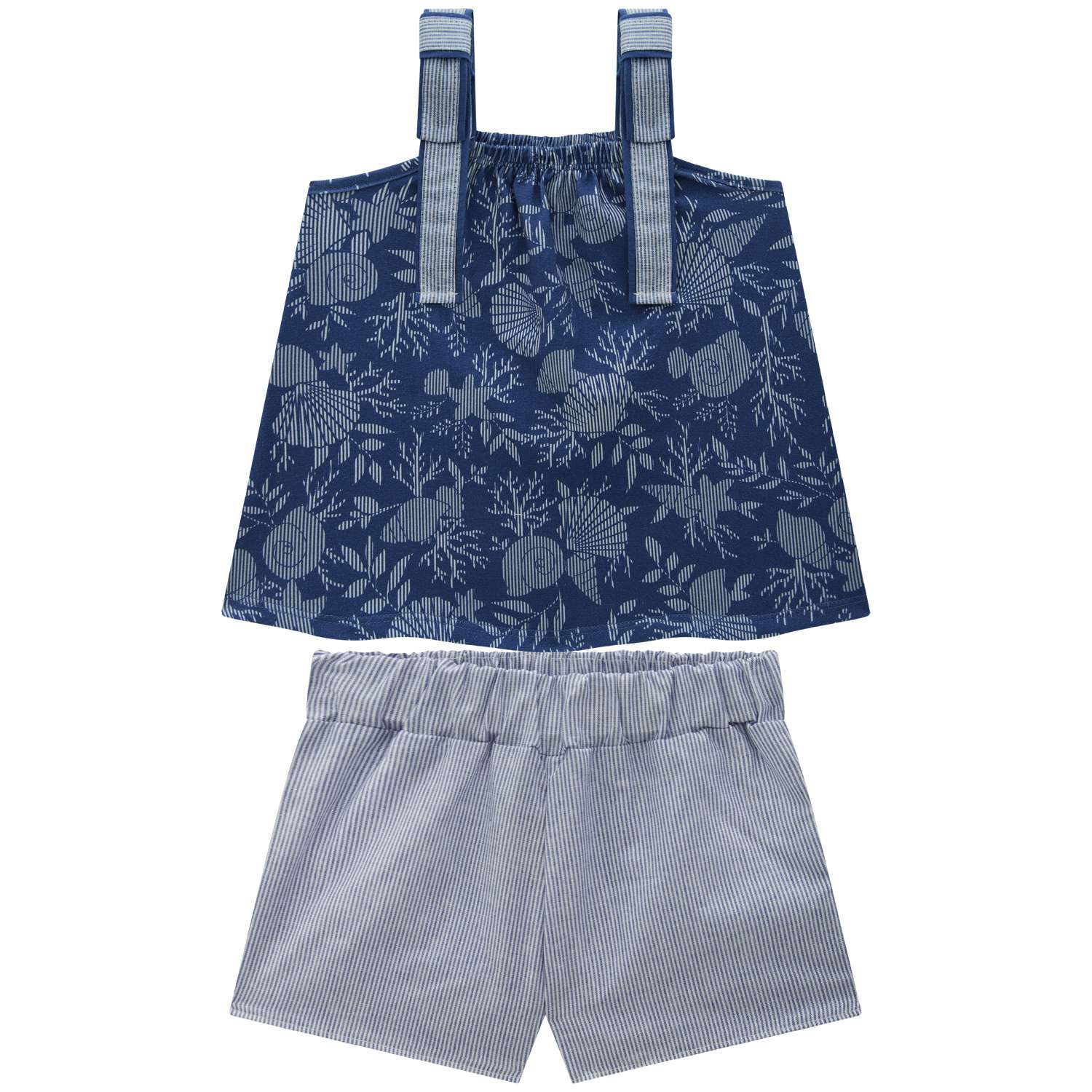 Conjunto blusa y short azul floral - Igorperu
