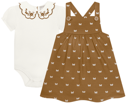 Conjunto vestido marron con  body - Igorperu