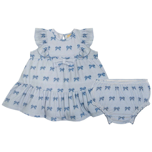 Conjunto vestido celeste  lazos con bombacha - Igorperu