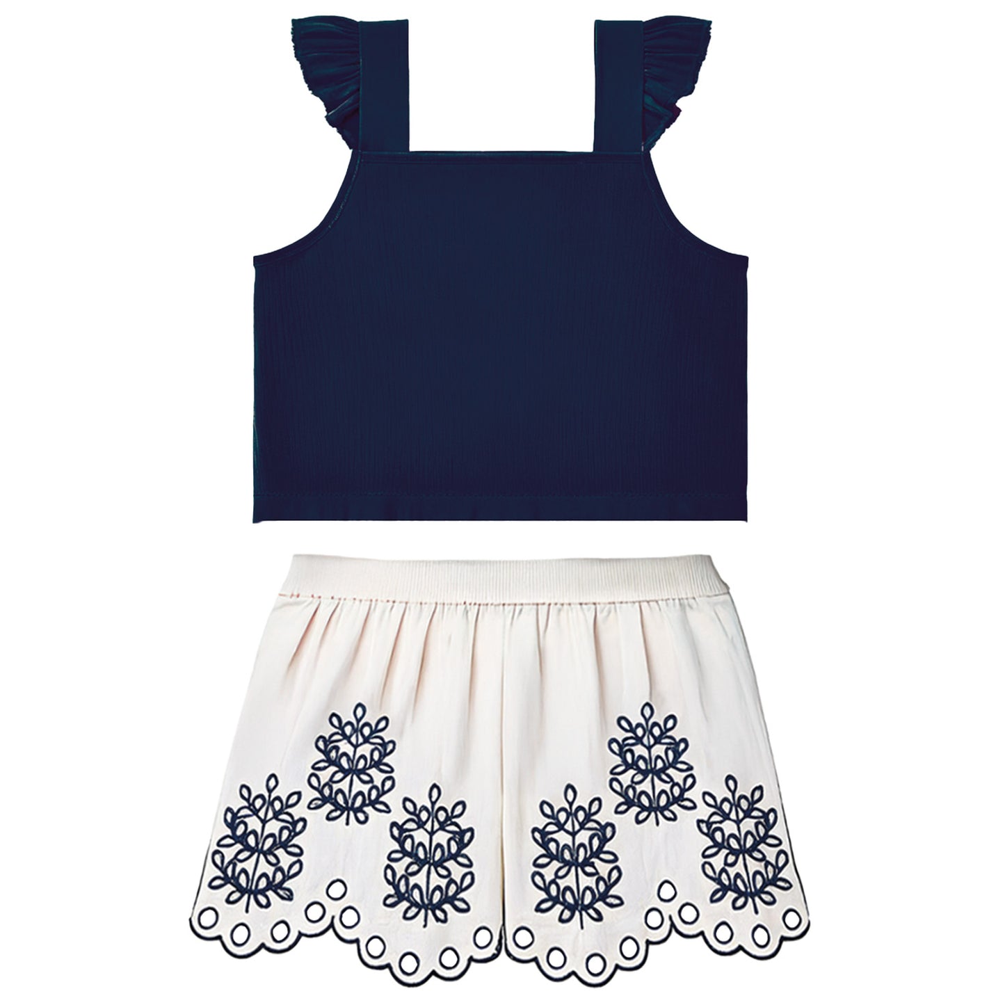 Conjunto polo crop y short detalles laser azul - Igorperu