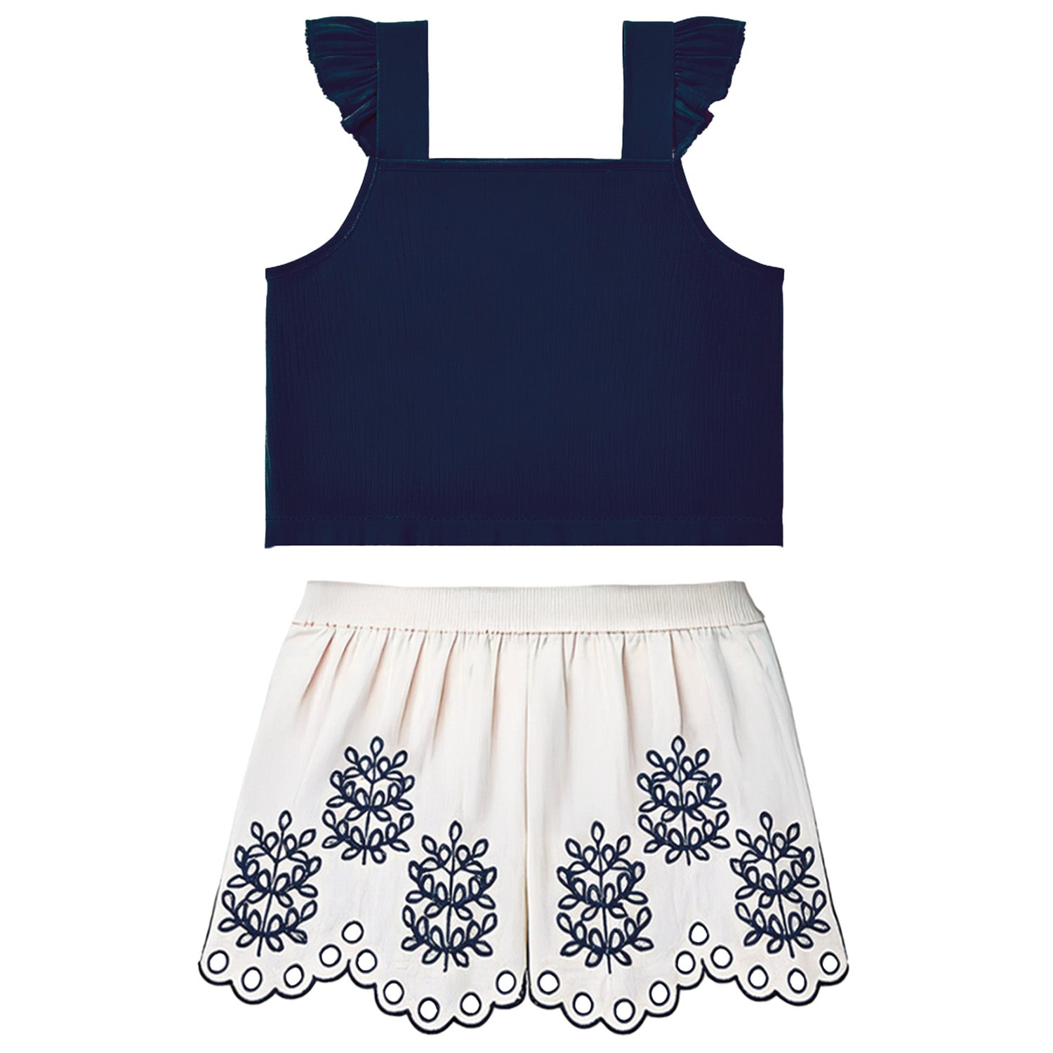 Conjunto polo crop y short detalles laser azul - Igorperu