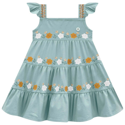 Vestido turquesa flores 2001724 - Igorperu