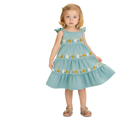 Vestido turquesa flores 2001724 - Igorperu