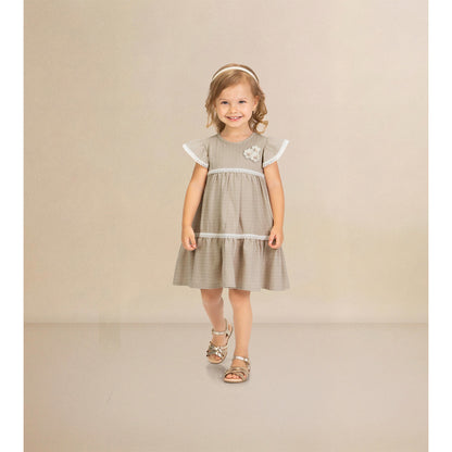 Vestido Algodon beige con detalles hueso 2001726 - Igorperu