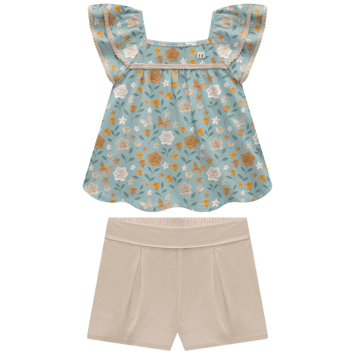 Conjunto Turquesa flores beige 2001742 -70177 - Igorperu