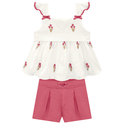 Conjunto Blusa flores fuscsia y short 2001745 - Igorperu