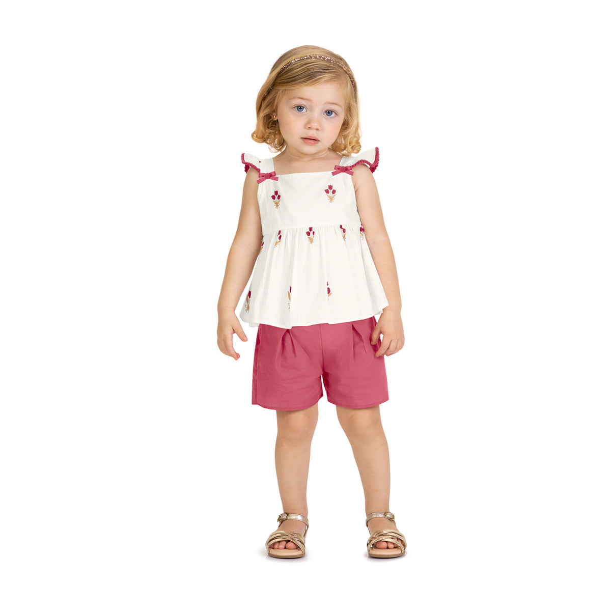 Conjunto Blusa flores fuscsia y short 2001745 - Igorperu