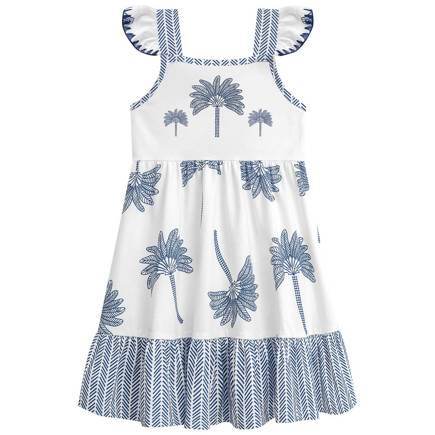 Vestido algodon blanco y azul - Igorperu