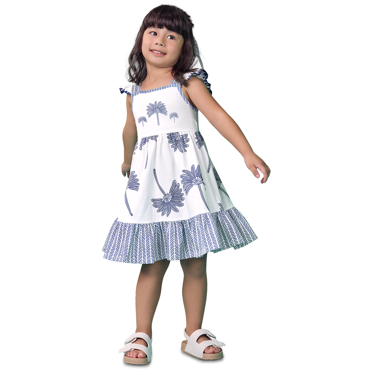 Vestido algodon blanco y azul - Igorperu