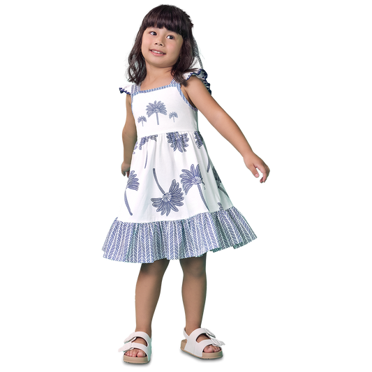 Vestido algodon blanco y azul - Igorperu