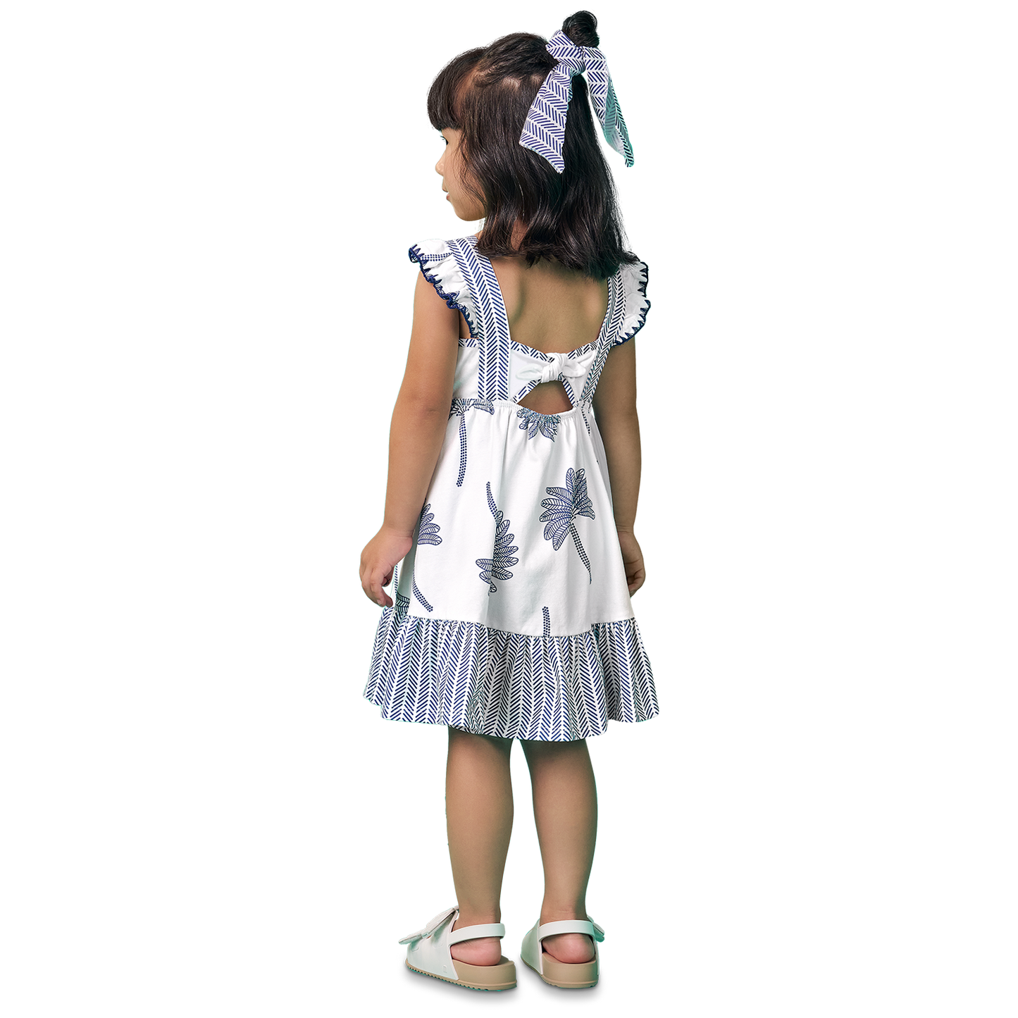 Vestido algodon blanco y azul - Igorperu