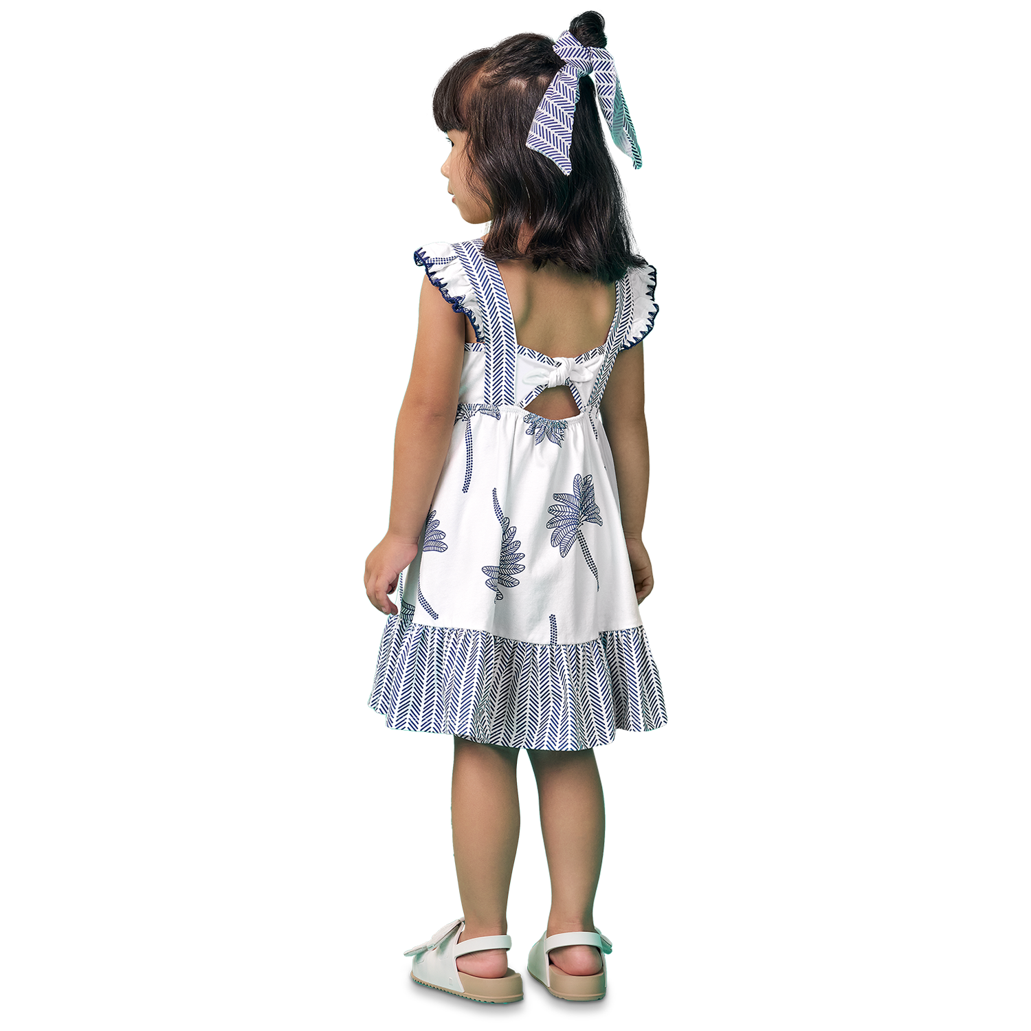 Vestido algodon blanco y azul - Igorperu