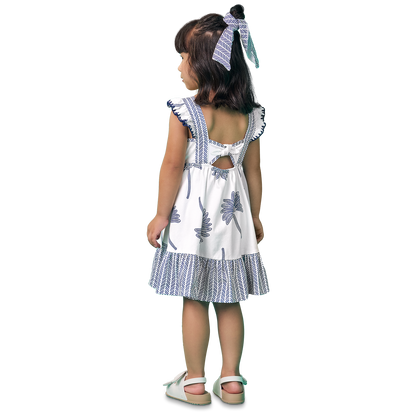 Vestido algodon blanco y azul - Igorperu