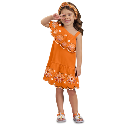 Vestido algodón un hombro naranja - Igorperu