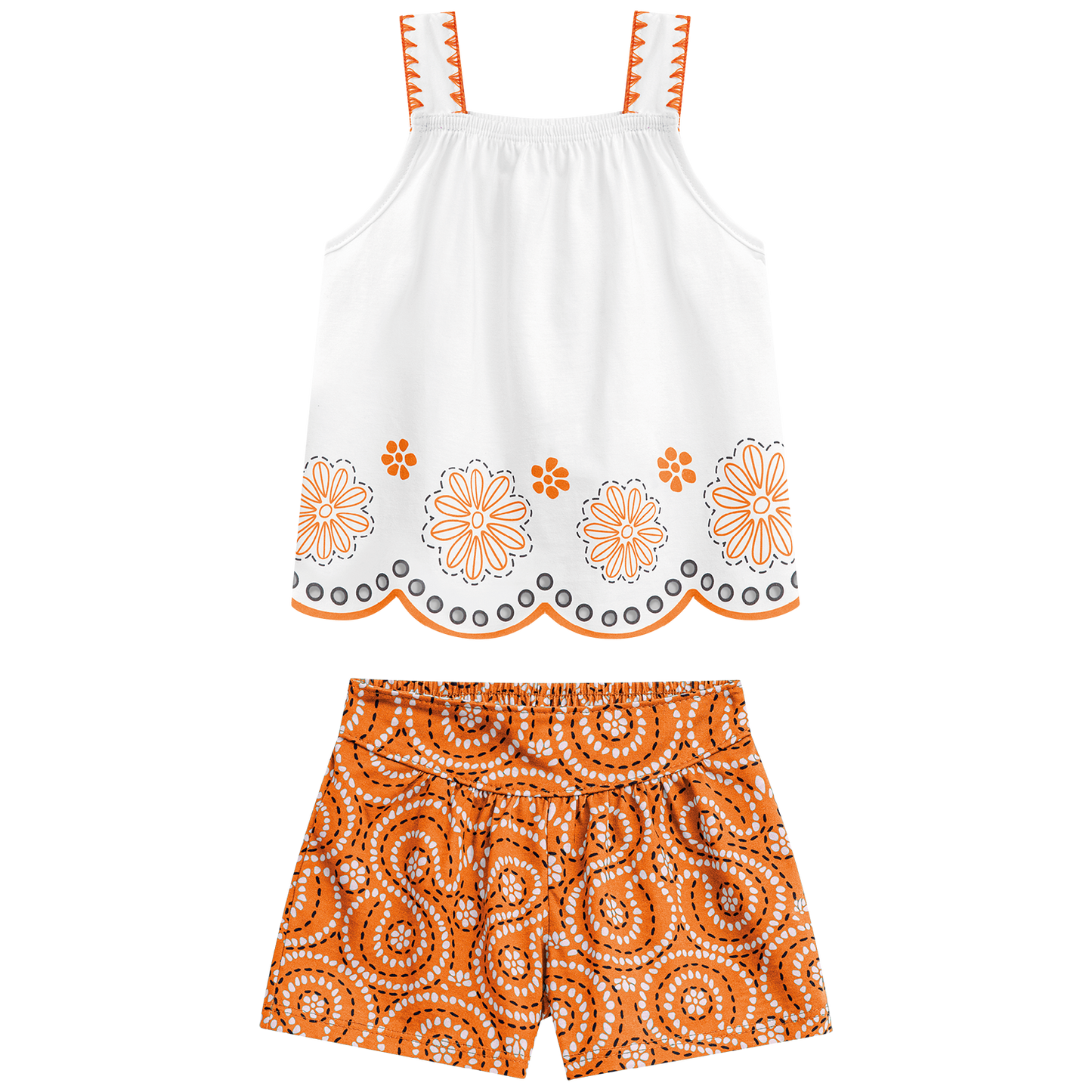 Conjunto polo tiras naranja laser - Igorperu