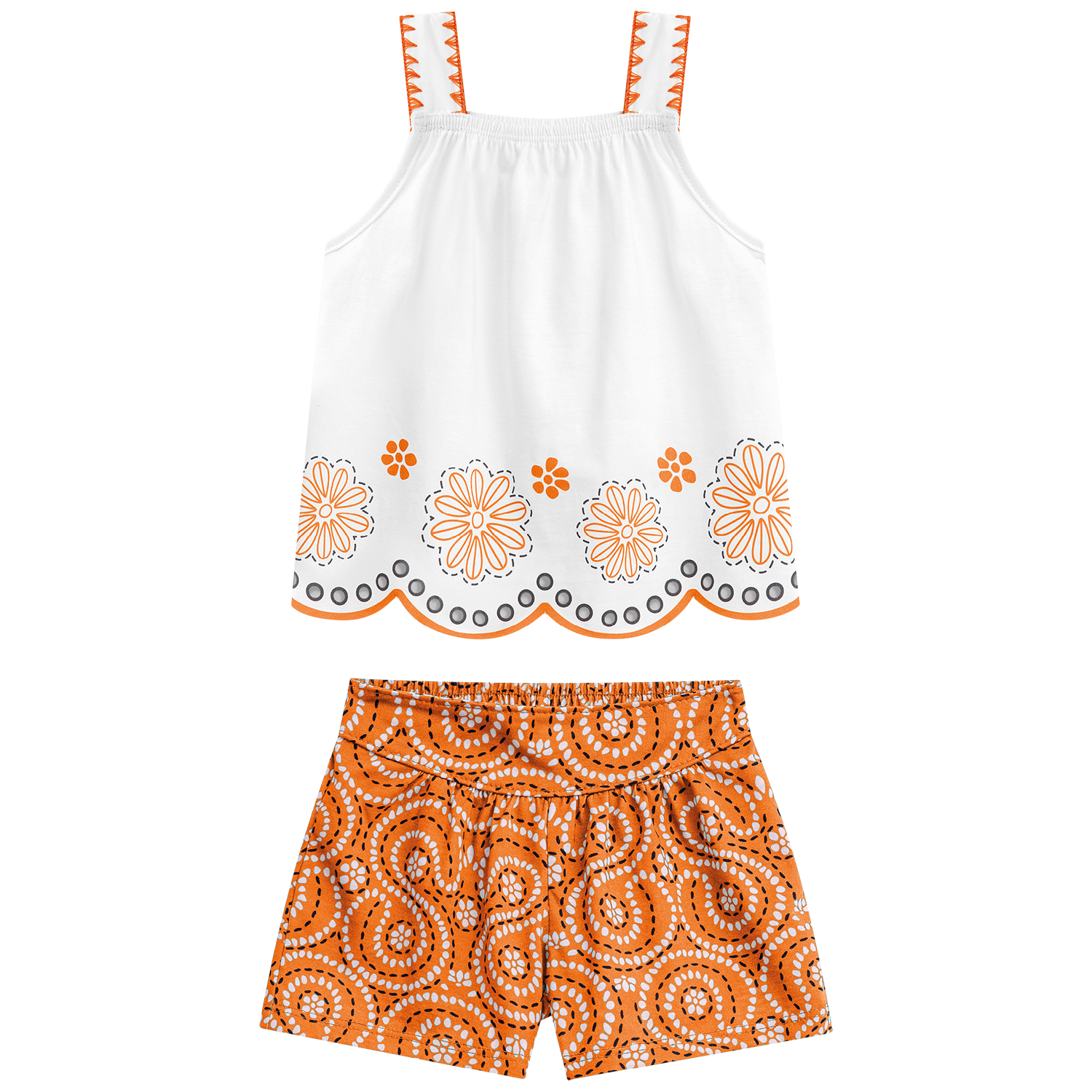 Conjunto polo tiras naranja laser - Igorperu