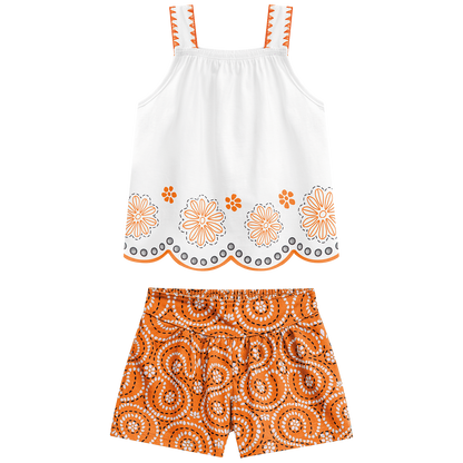 Conjunto polo tiras naranja laser - Igorperu