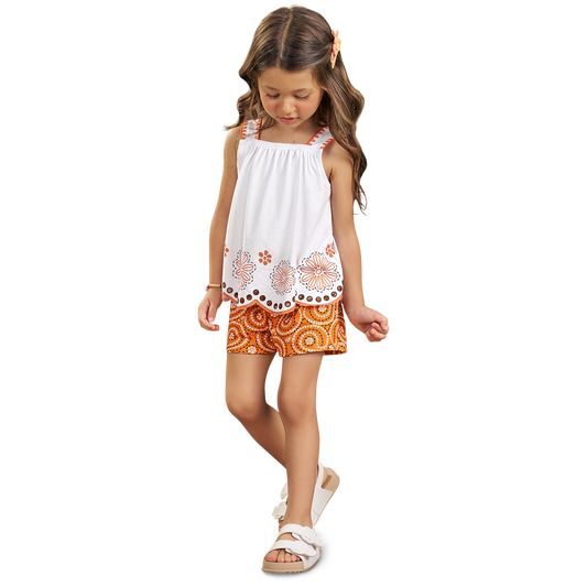 Conjunto polo tiras naranja laser - Igorperu