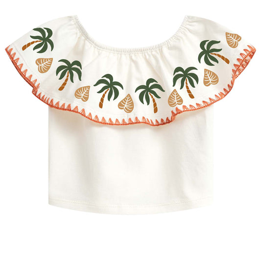 Conjunto polo con volado en cuello palmeras y short - Igorperu