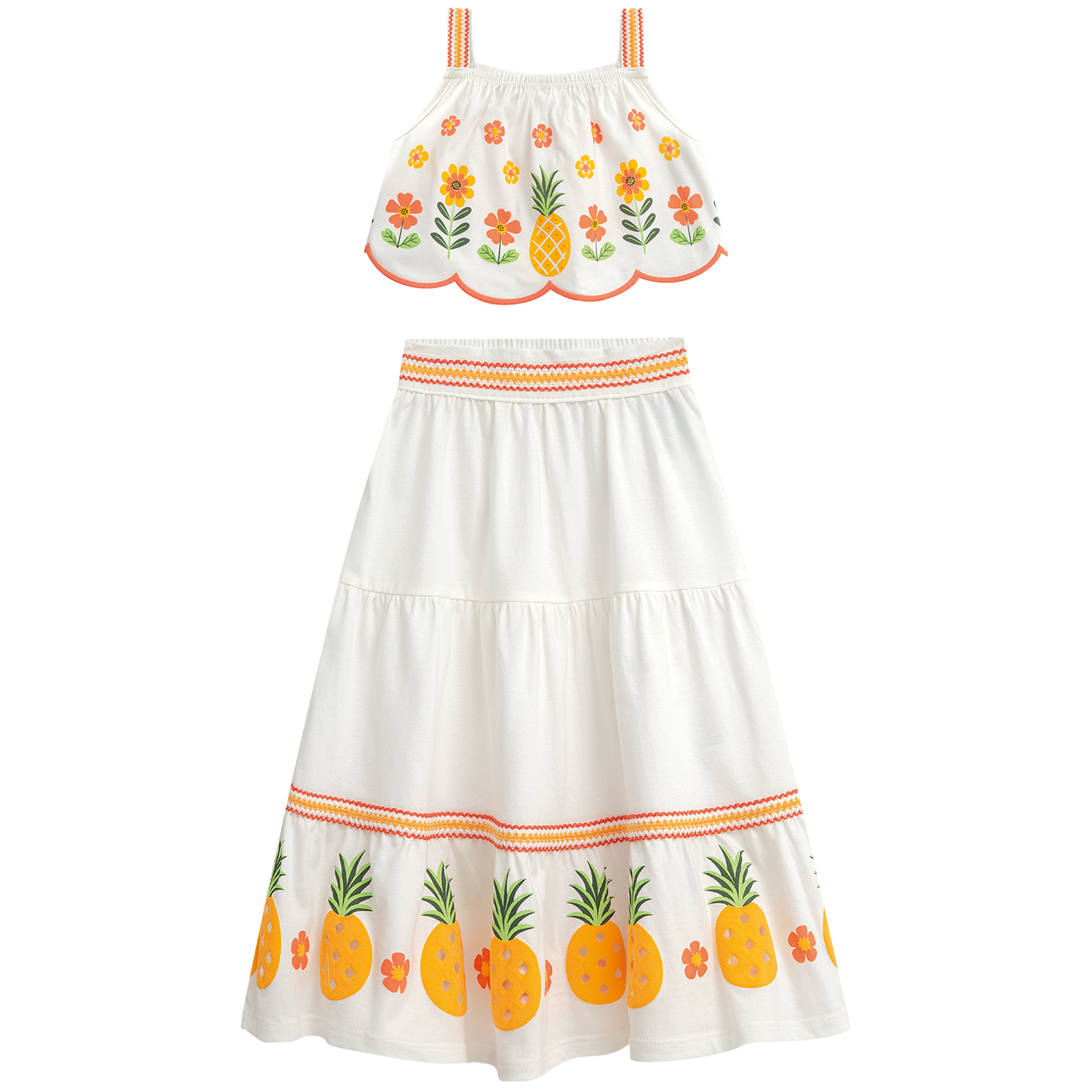 Conjunto falda larga  piñas y polo crop - Igorperu