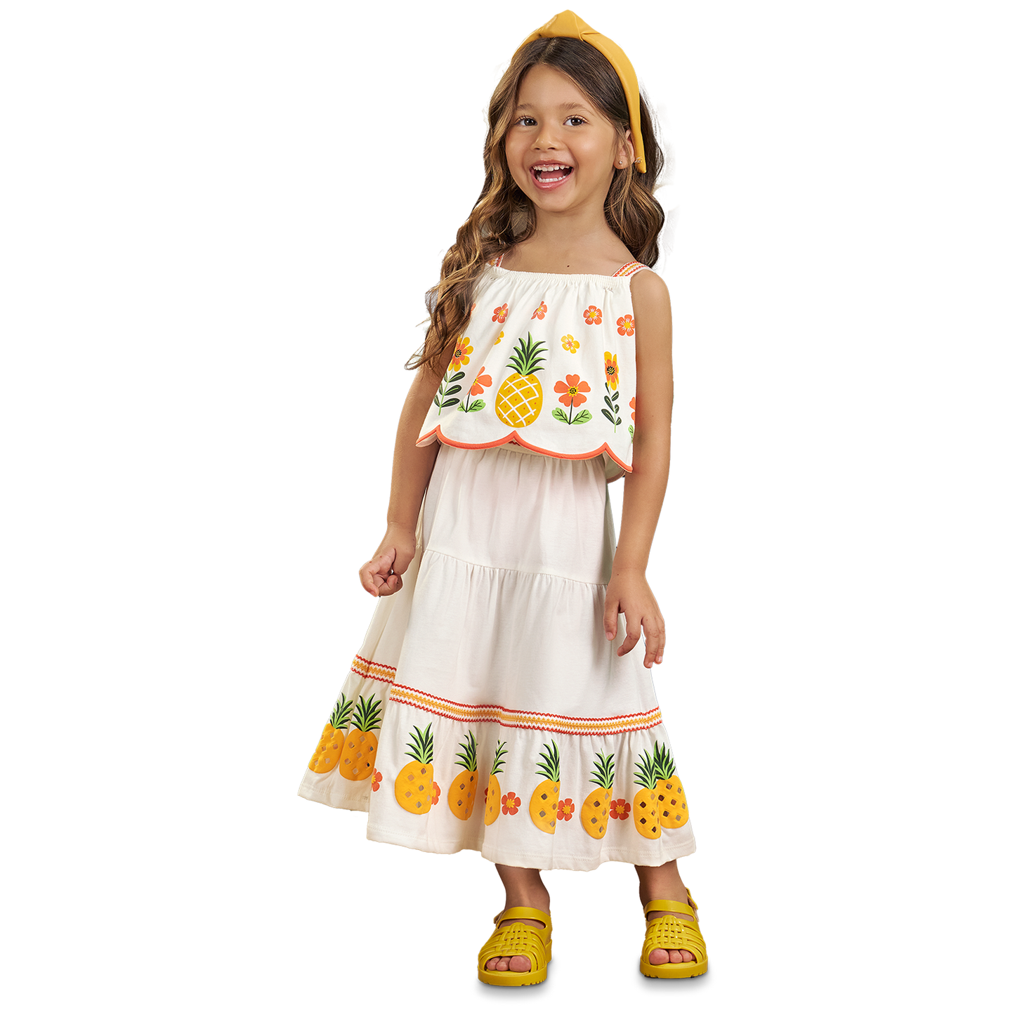 Conjunto falda larga  piñas y polo crop - Igorperu