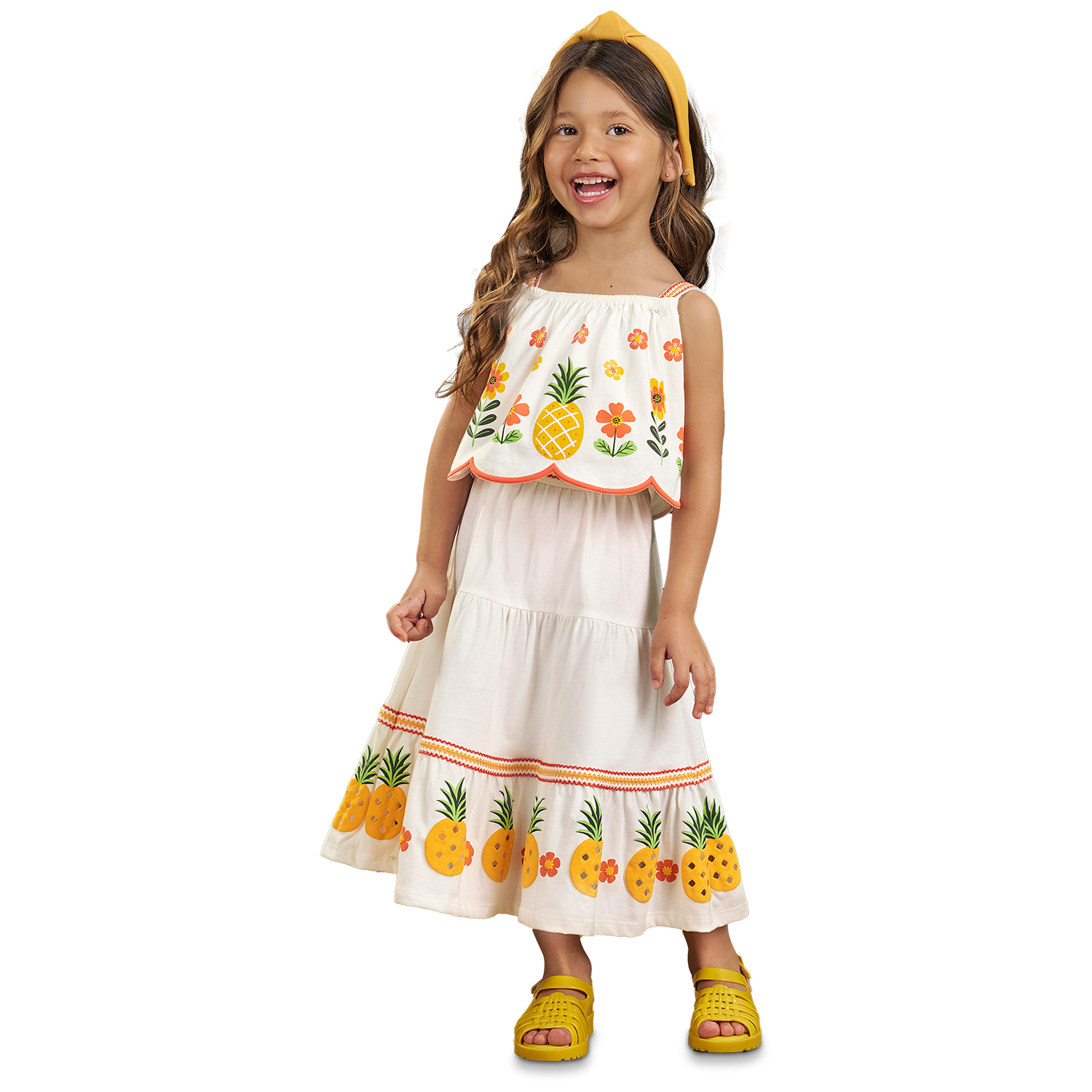 Conjunto falda larga  piñas y polo crop - Igorperu