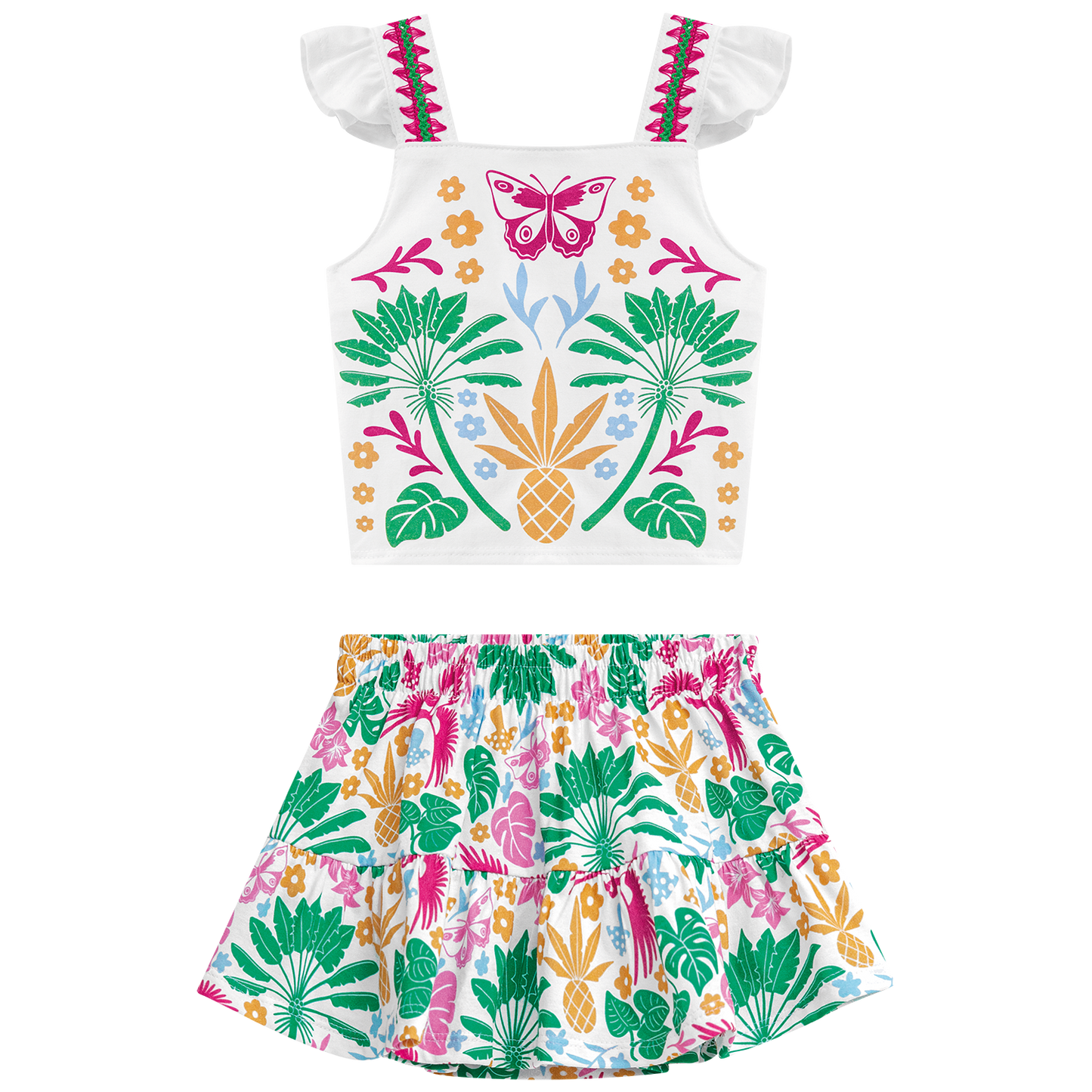 Conjunto floreado crop y falda - Igorperu