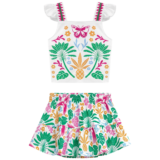 Conjunto floreado crop y falda - Igorperu