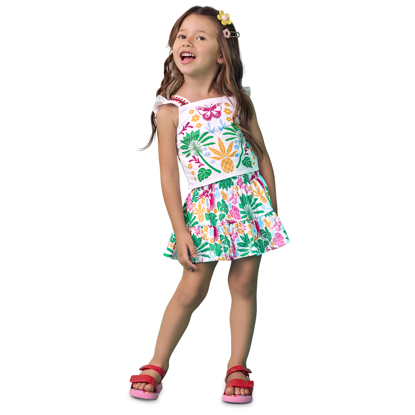 Conjunto floreado crop y falda - Igorperu