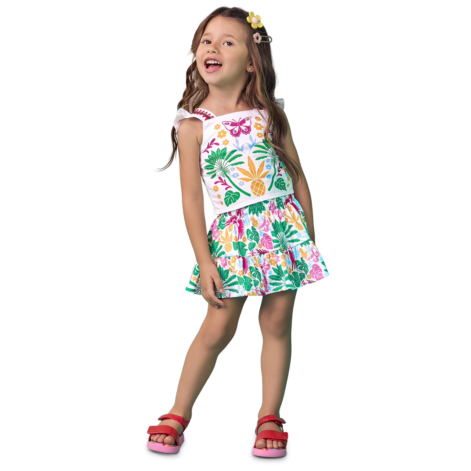 Conjunto floreado crop y falda - Igorperu