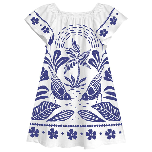 Vestido flores azulino - Igorperu