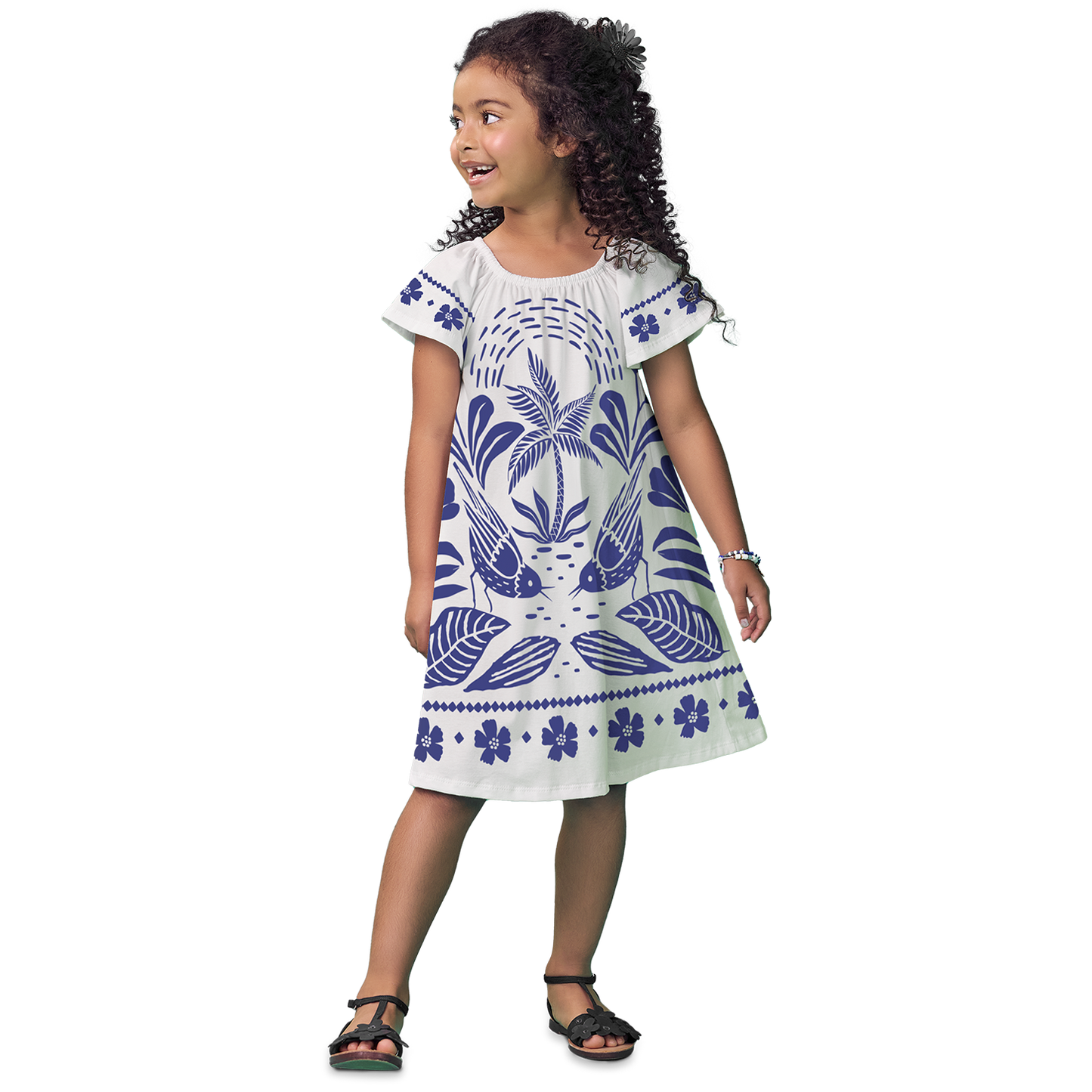 Vestido flores azulino - Igorperu