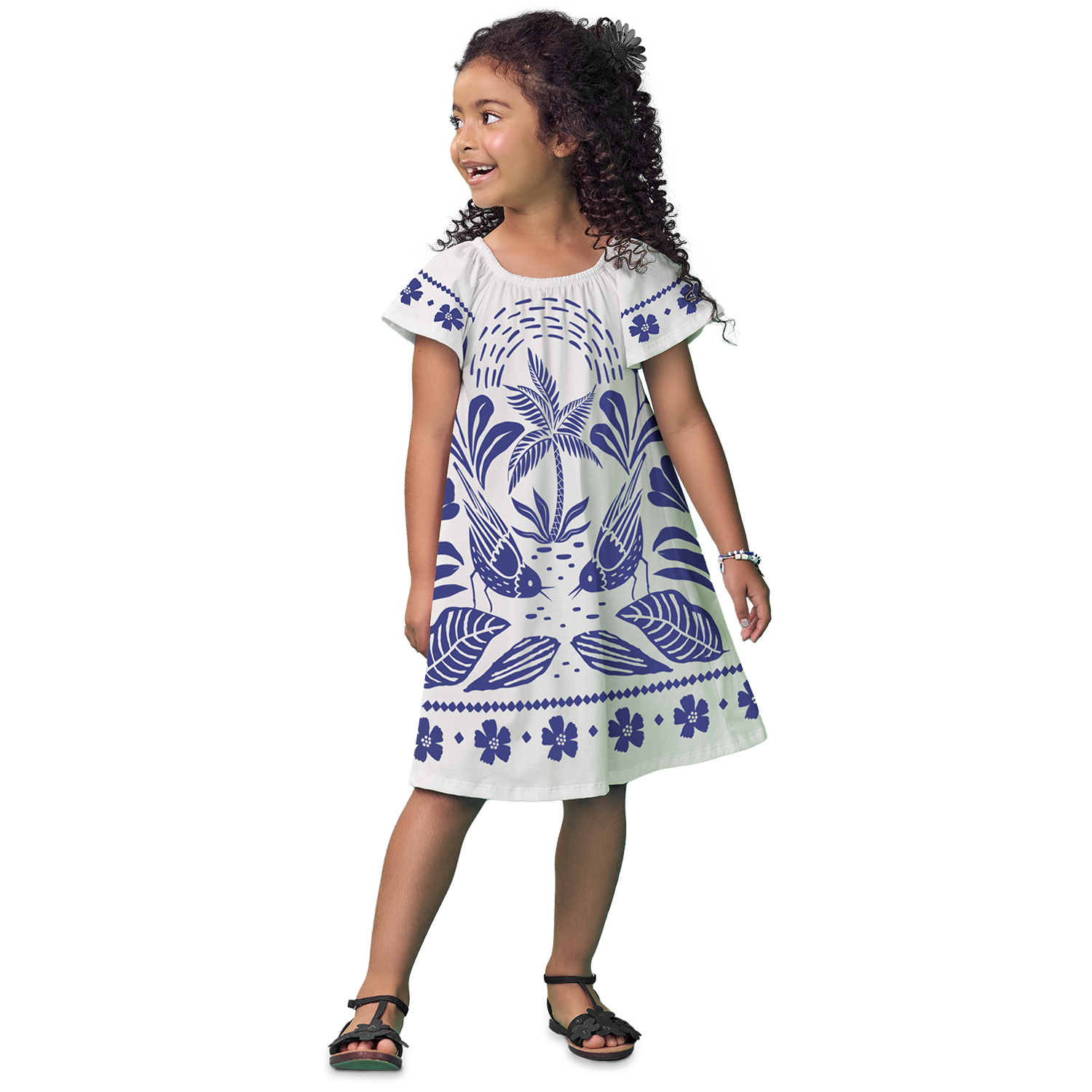 Vestido flores azulino - Igorperu