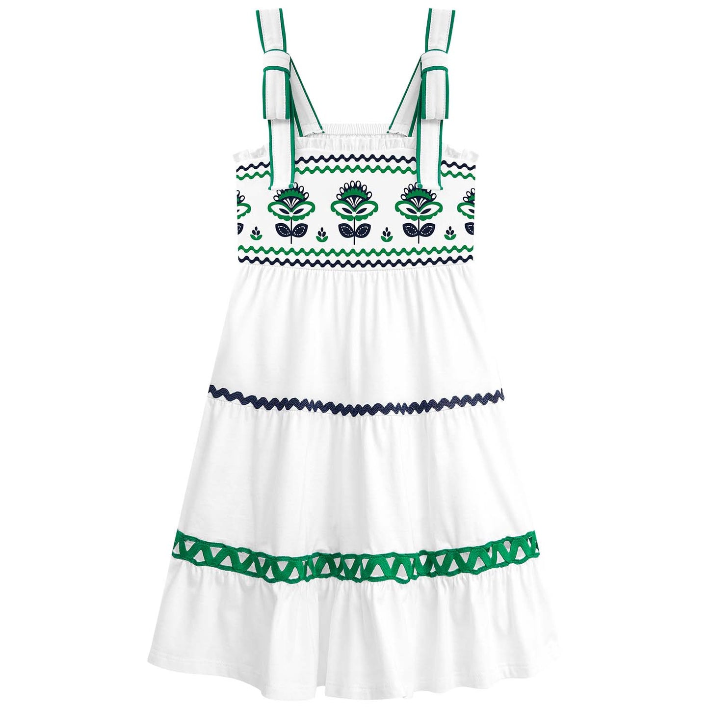 Vestido Nanai blanco y verde - Igorperu