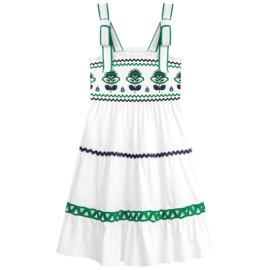 Vestido Nanai blanco y verde - Igorperu