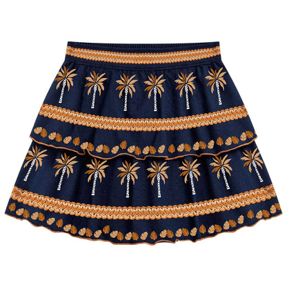 Conjunto polo crop y falda hindi azúl - Igorperu