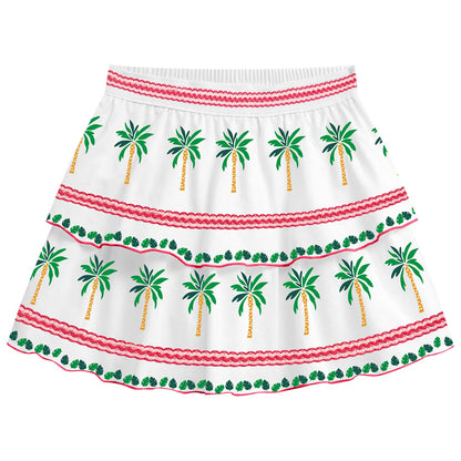 Conjunto polo crop y falda hindi blanco verde - Igorperu