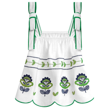Conjunto falda blanca larga hindi  y blusa doble tira - Igorperu