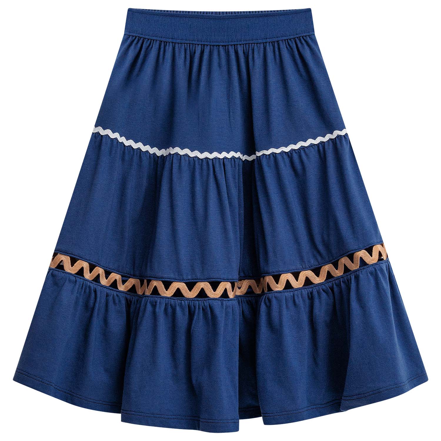 Conjunto falda azúl  larga hindi  y blusa doble tira - Igorperu