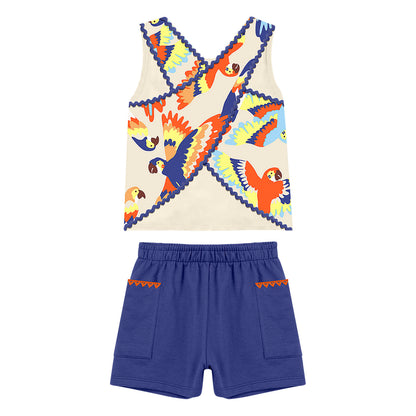 Conjunto papagayos azulino con short - Igorperu