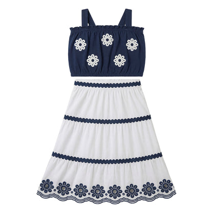 Conjunto 2 piezas falda larga blanco con azul - Igorperu